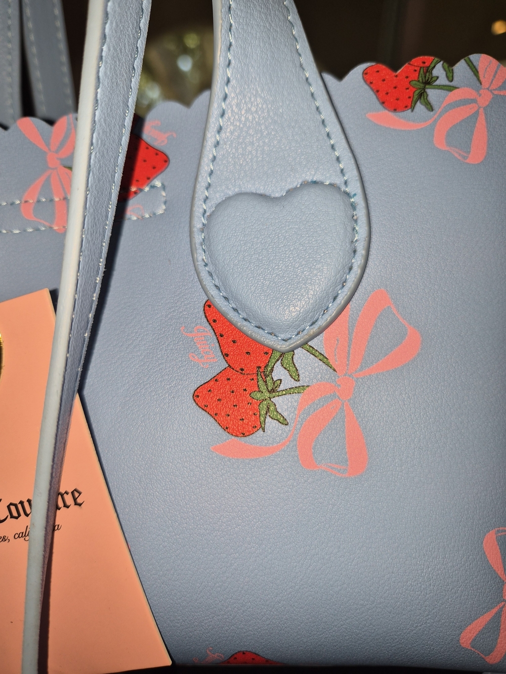 Juicy Couture Blue Strawberry Scallop Tote with Heart Coin Pouch - Picture 3 of 8